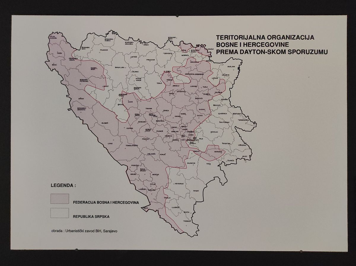 La carte de la Bosnie-Herzégovine selon les accords de Dayton