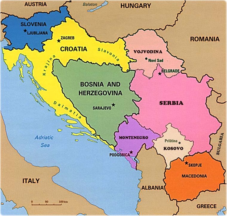 La carte de la Yougoslavie