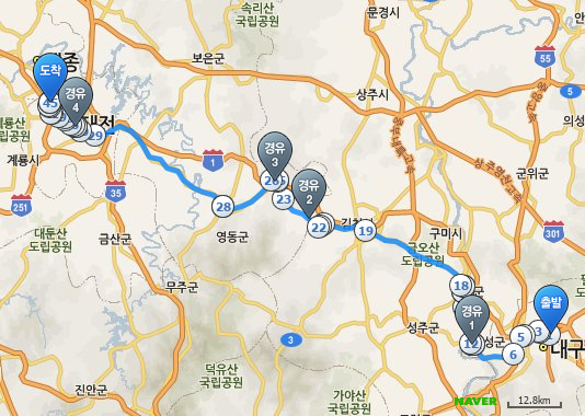 Daegu-Daejeon: 172km